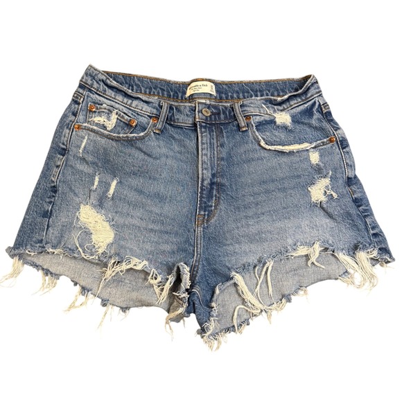 Abercrombie & Fitch Pants - Abercrombie Fitch Mom Short High Rise Distressed Denim Cutoff Shorts Size 32 14
